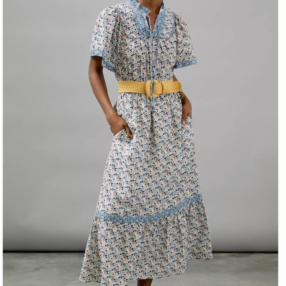 Anthropologie Othilia Titania Flounced Maxi Dress Floral Cottagecore Size S NWT